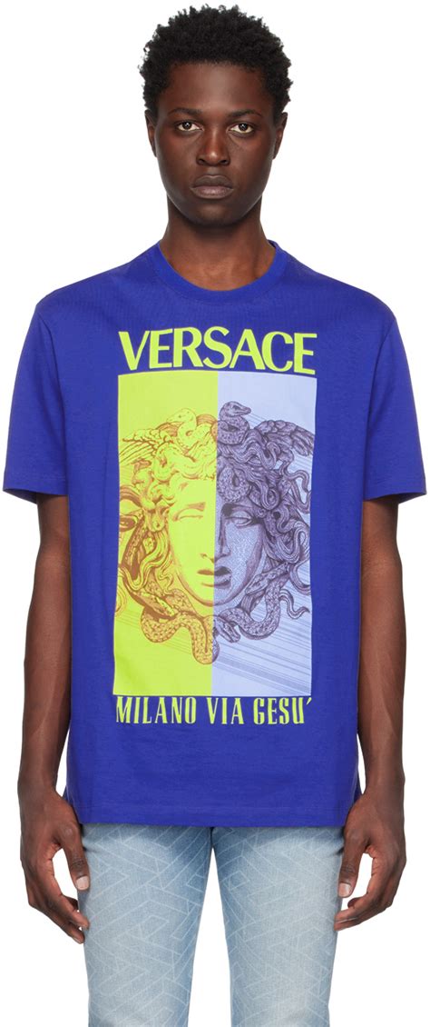 versace blue t shirt|versace fish net shirt.